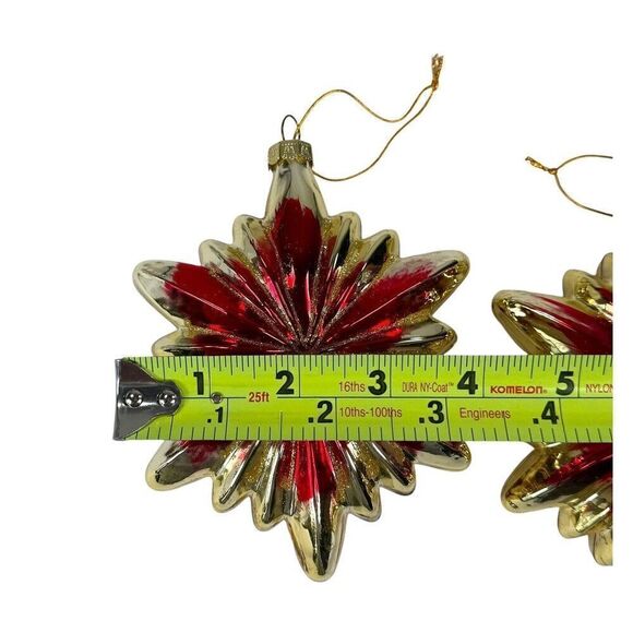 Balsam Hill Christmas Cheer Ornaments Set of 2 Stars Red Gold - Picture 7 of 7